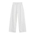 White high-waist wide-leg denim-look trousers