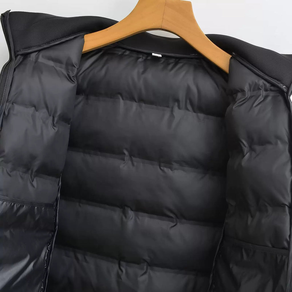 Quilted panel and zip, close-up