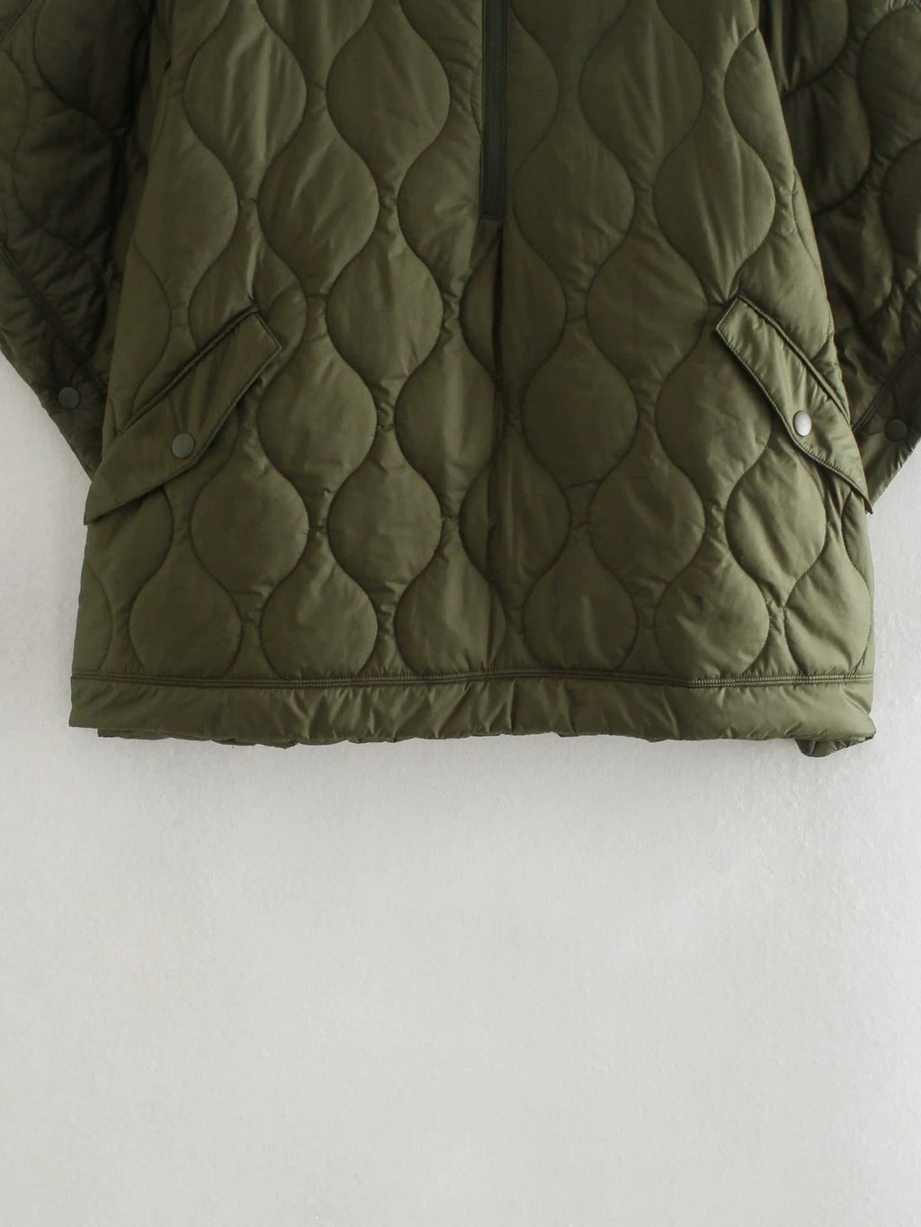 Flap pocket and quilting, close-up