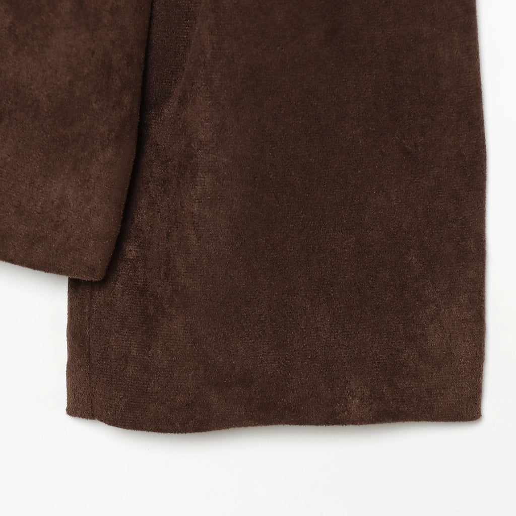 Faux suede hem, close-up